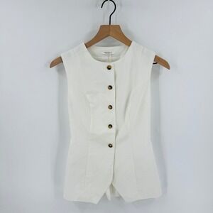 NWT Peppermayo White Sleeveless Button-Front Vest Size 2